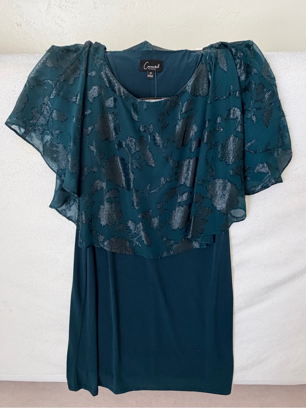 Connected Apparel Teal Overlay Evening Dress- mother of the bride